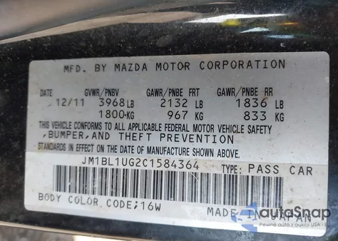 2012 Mazda Mazda3 I Sport из США, поврежденный, VIN JM1BL1UG2C1584364